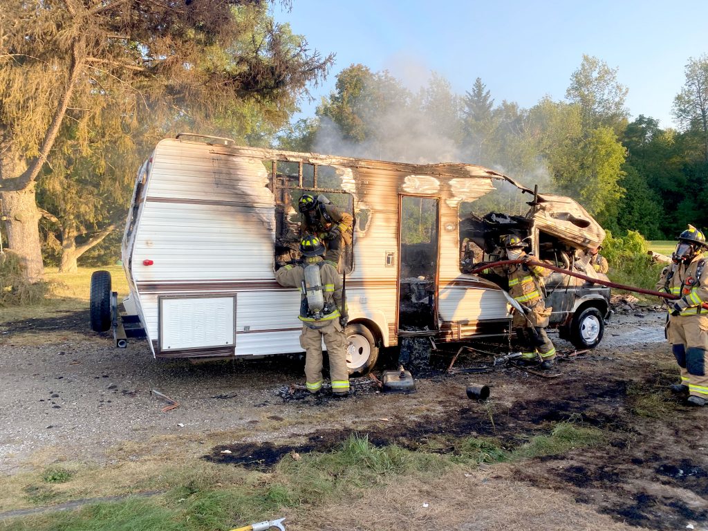 Motor home destroyed in vehicle fire Monday evening